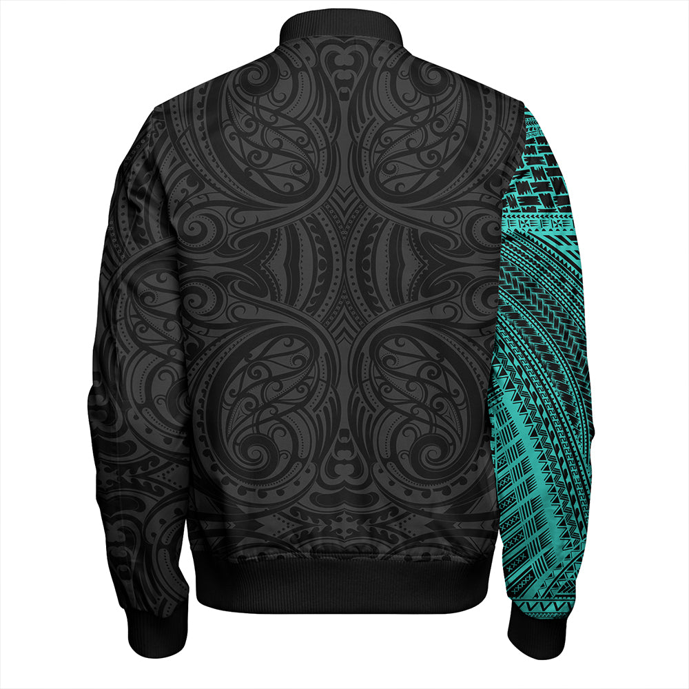 Samoa Tribal Maori Tattoo Roman Reigns Bomber Jacket Turquoise