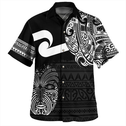 New Zealand Hawaiian Shirt Tino Rangatiratanga Maori Mask Black