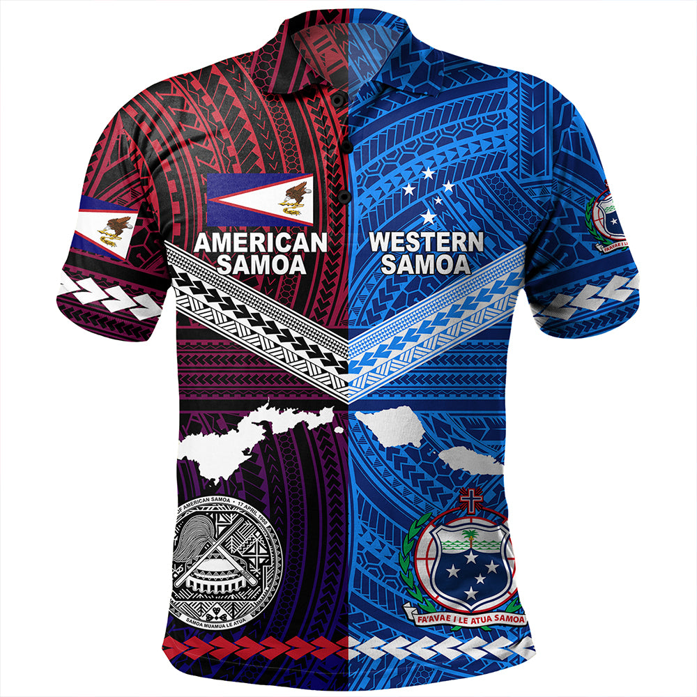 American Samoa And Western Samoa Polynesian Tattoo Together Polo Shirt