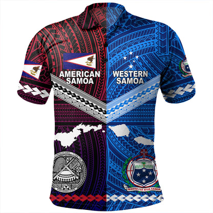 American Samoa And Western Samoa Polynesian Tattoo Together Polo Shirt