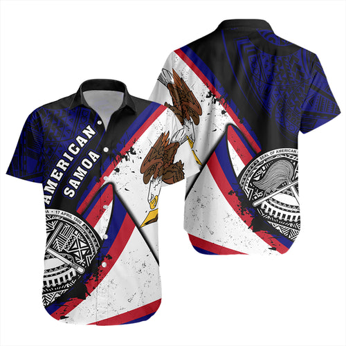 American Samoa Short Sleeve Shirt Polynesia Flag Shoul Style
