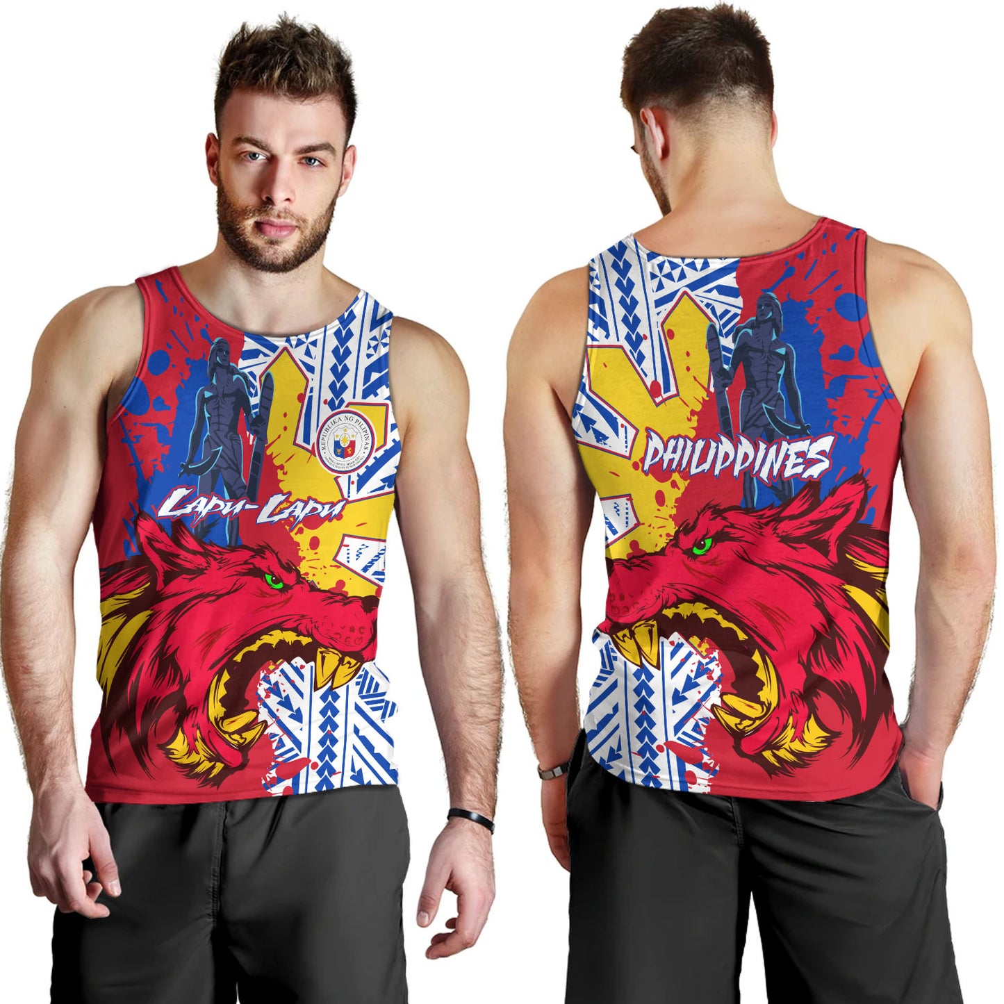 Philippines Filipinos Tank Top Custom Lapu-Lapu And The Wolf Tribal Polynesian Style