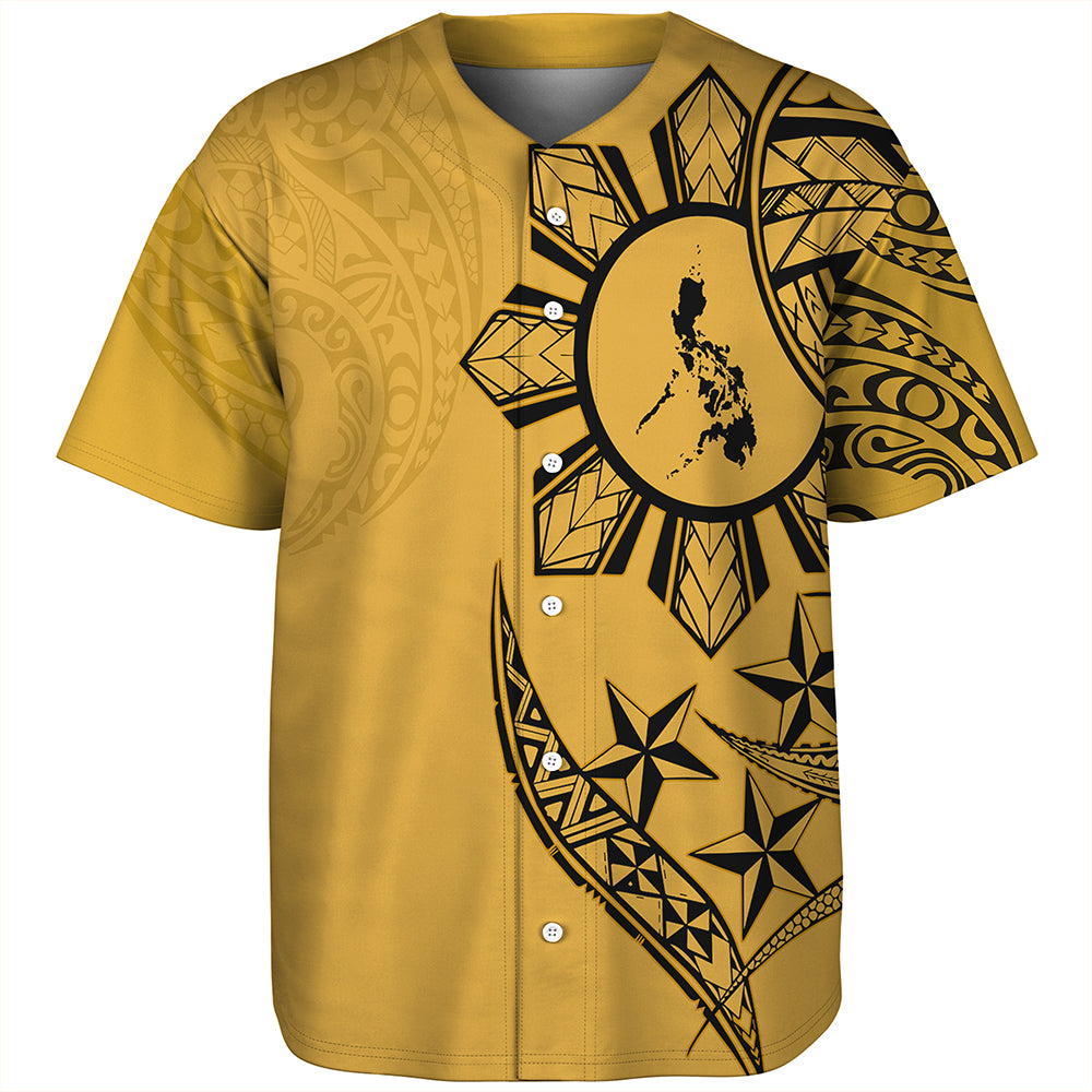Philippines Baseball Shirt Tribal Sun In My Heart Gold Style