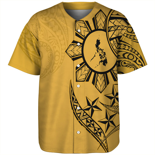 Philippines Baseball Shirt Tribal Sun In My Heart Gold Style