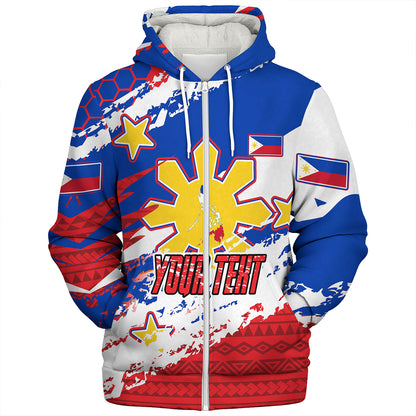 Philippines Filipinos Sherpa Hoodie Custom Filipino Sun 3 Stars Bicolor Flag Tribal Grunge Style