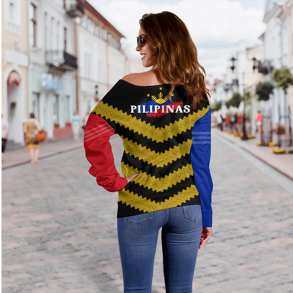 Philippines Off Shoulder Sweatshirt Pilipinas PHL Pride Patriot Love