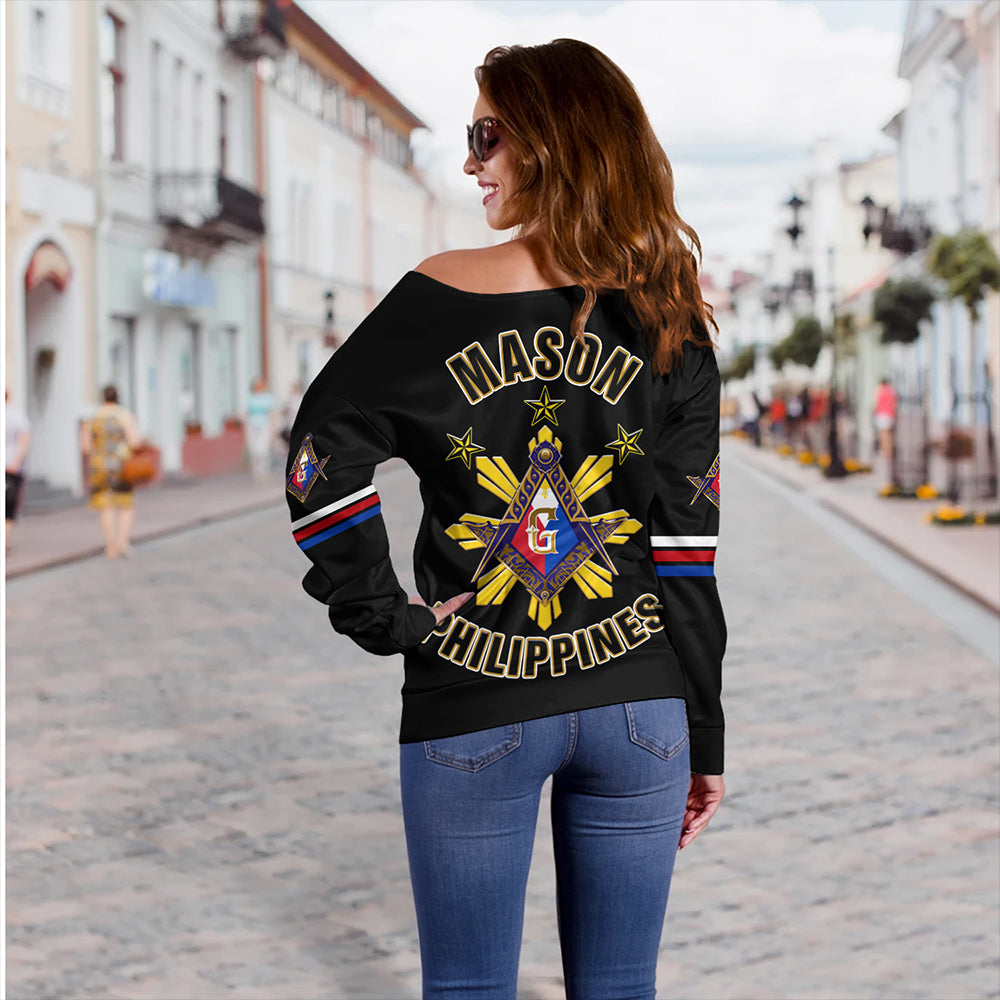 Philippines Off Shoulder Sweatshirt Freemasons Filipino Star Letter Style
