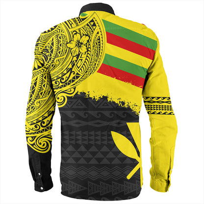 Kanaka Maoli Long Sleeve Shirt Polynesian Flag With Coat Of Arms