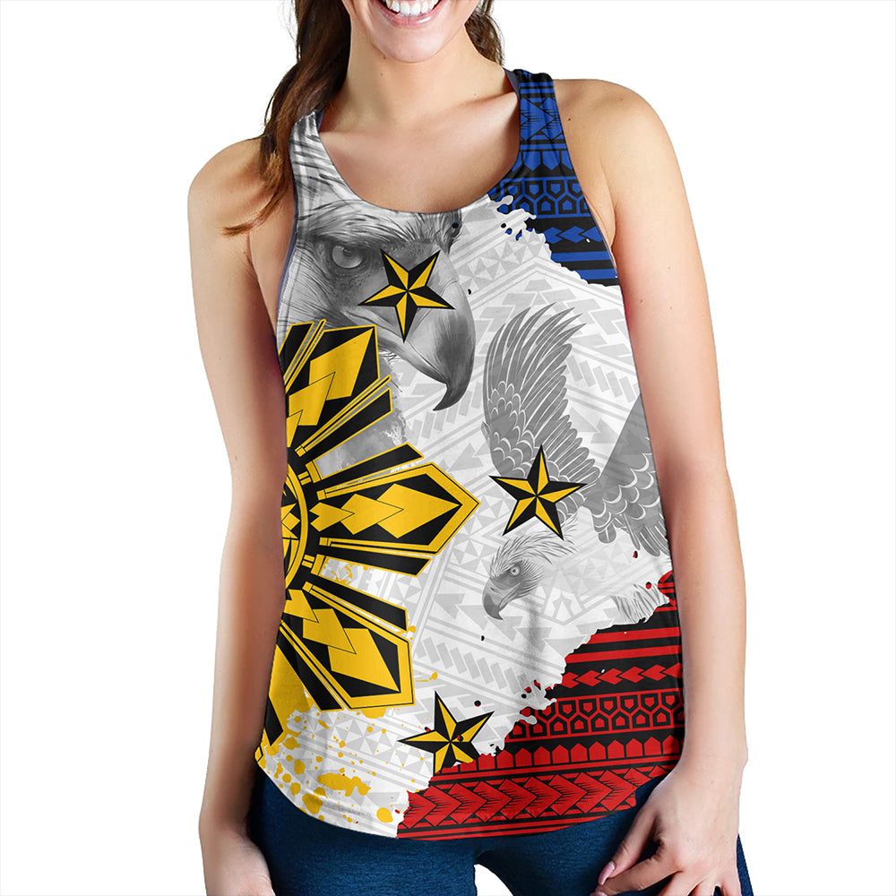 Philippines Women Tank Eagles Filipino Sun Flag Grunge Style