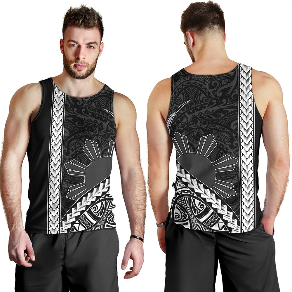 Philippines Tank Top Tribal Polynesian Sun Gray