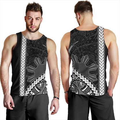 Philippines Tank Top Tribal Polynesian Sun Gray