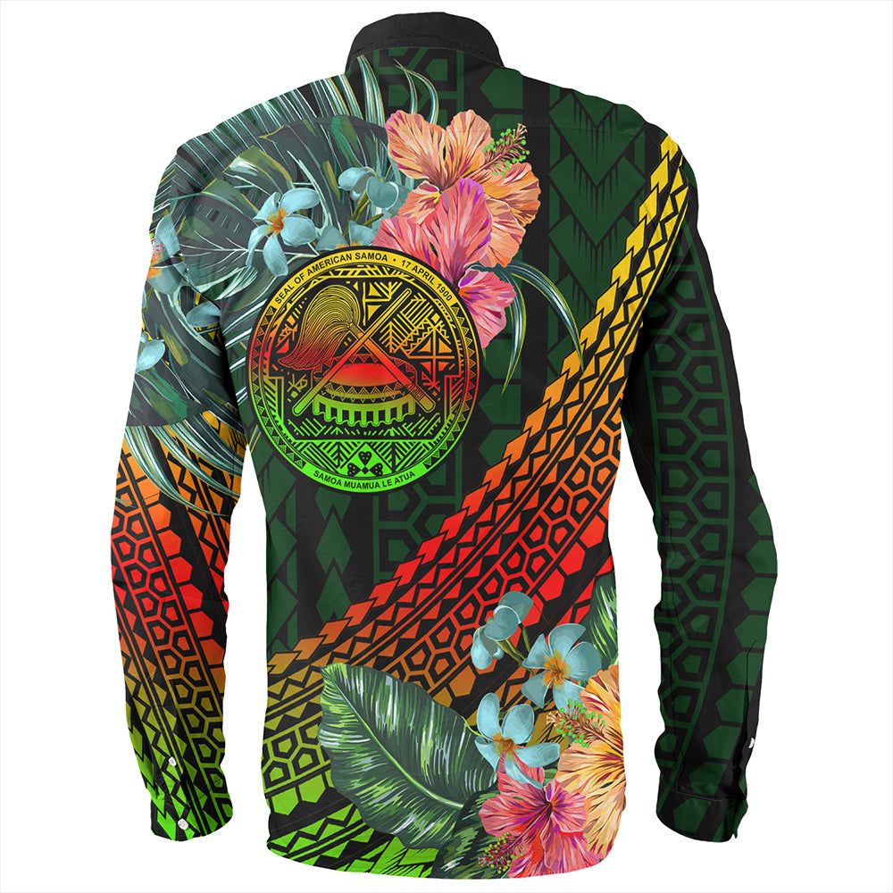 American Samoa Long Sleeve Shirt Polynesian Tropical Style Flower