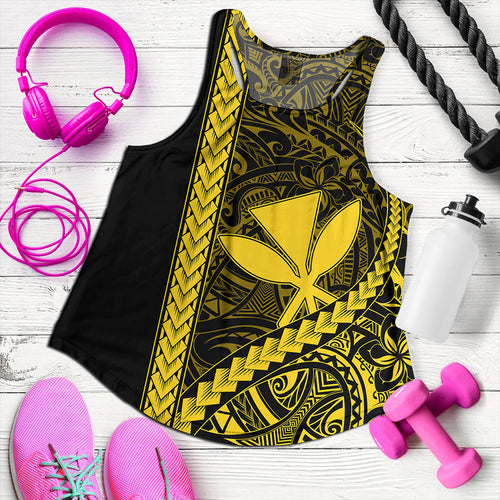 Hawaii Women Tank Tribal Polynesian Kanaka Maoli Yellow