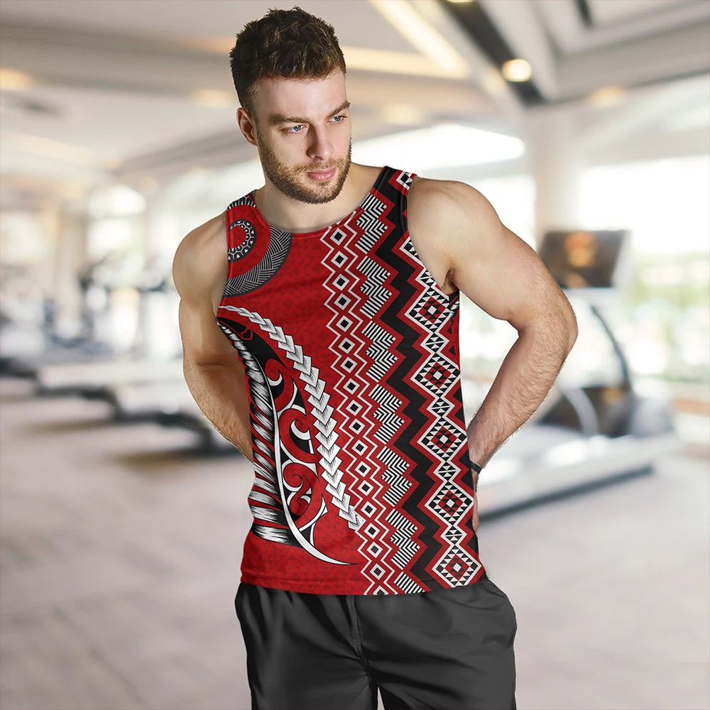 New Zealand Tank Top Maori Fabic Pattern Silvers Fern