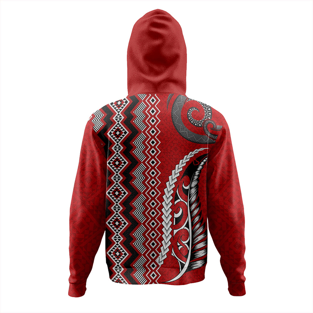 New Zealand Hoodie Maori Fabic Pattern Silvers Fern