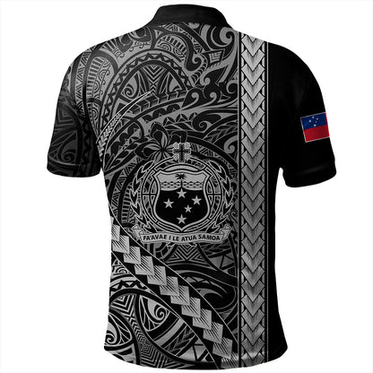 Samoa Polo Shirt Tribal Polynesian Coat Of Arms White