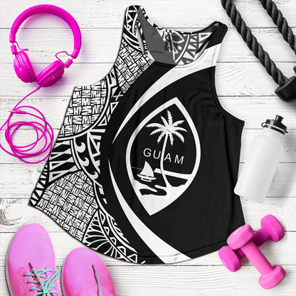 Guam Women Tank Coat Of Arm Lauhala White Circle