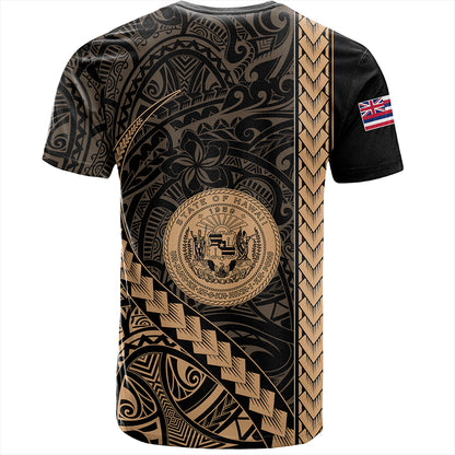 Hawaii T-Shirt Tribal Polynesian Coat Of Arms Gold