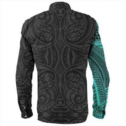 Samoa Tribal Maori Tattoo Roman Reigns Long Sleeve Shirt Turquoise