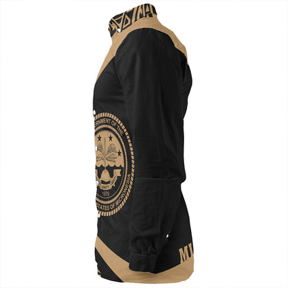 Federated States of Micronesia Long Sleeve Shirt Coat Of Arm Lauhala Gold Circle