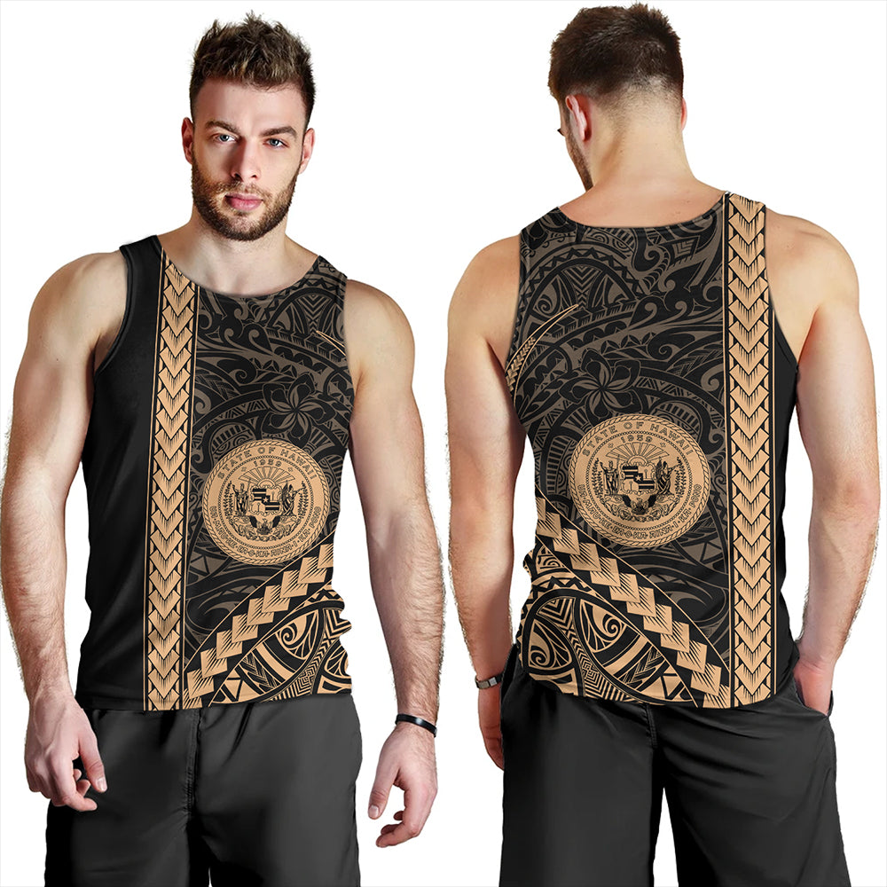 Hawaii Tank Top Tribal Polynesian Coat Of Arms Gold