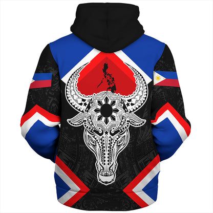 Philippines Sherpa Hoodie Water Buffalo Sun Tribal Style
