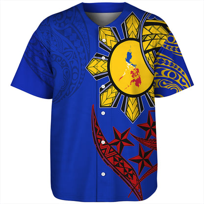 Philippines Baseball Shirt Tribal Sun In My Heart Color Flag Style