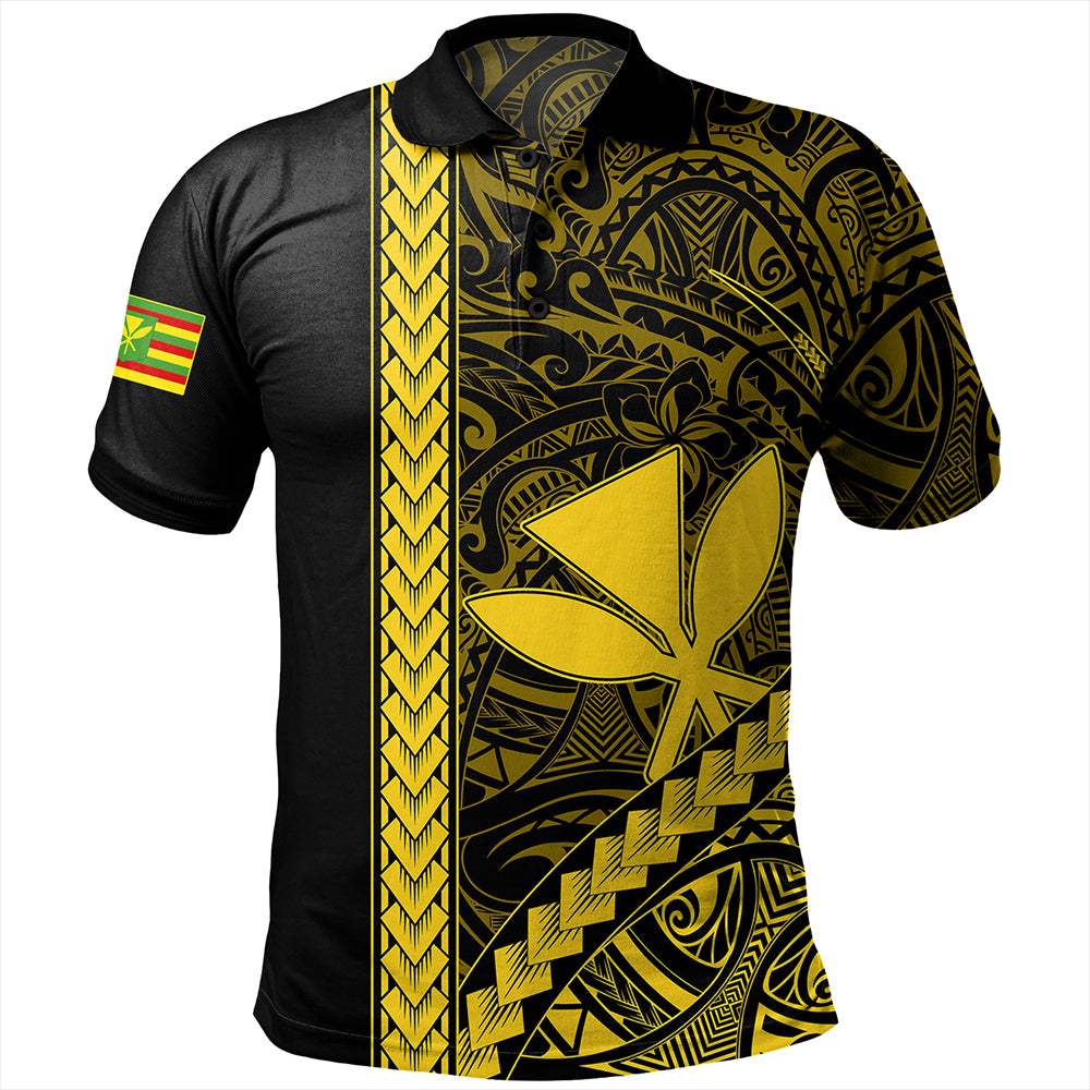 Hawaii Polo Shirt Tribal Polynesian Kanaka Maoli Yellow