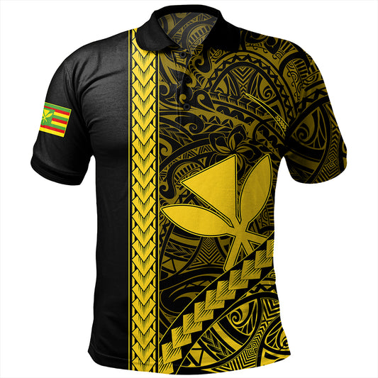 Hawaii Polo Shirt Tribal Polynesian Kanaka Maoli Yellow