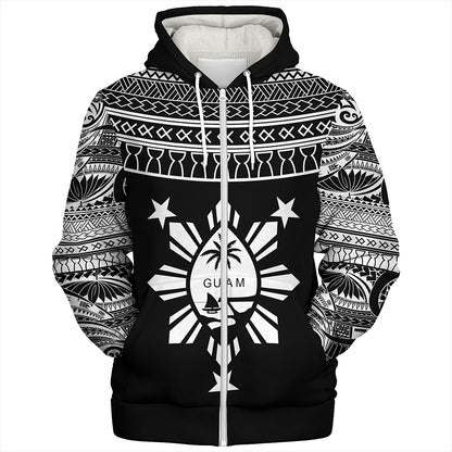Guam Seal With Philippines Filipinos Sun Sherpa Hoodie Tribal Island