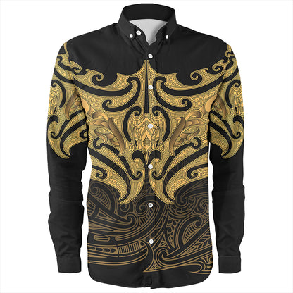 New Zealand Long Sleeve Shirt Maori Gold Pattern