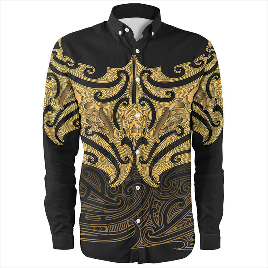 New Zealand Long Sleeve Shirt Maori Gold Pattern