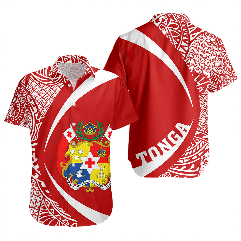 Tonga Short Sleeve Shirt Coat Of Arm Lauhala Circle