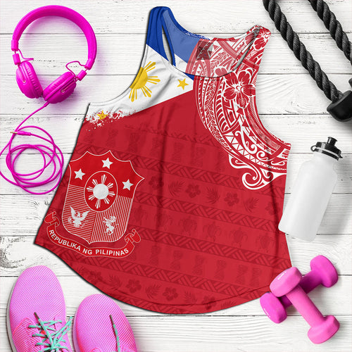 Philippines Women Tank Polynesian Flag With Coat Of Arms