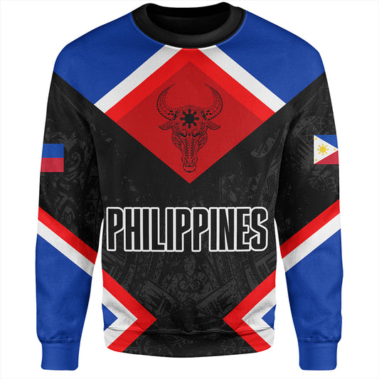 Philippines Sweatshirt Water Buffalo Sun Tribal Style