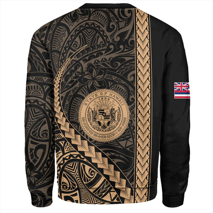 Hawaii Sweatshirt Tribal Polynesian Coat Of Arms Gold