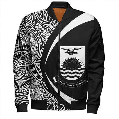 Kiribati Bomber Jacket Coat Of Arm Lauhala White Circle