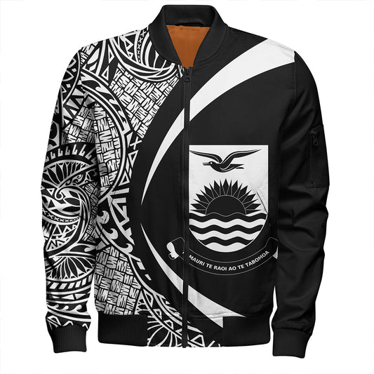 Kiribati Bomber Jacket Coat Of Arm Lauhala White Circle
