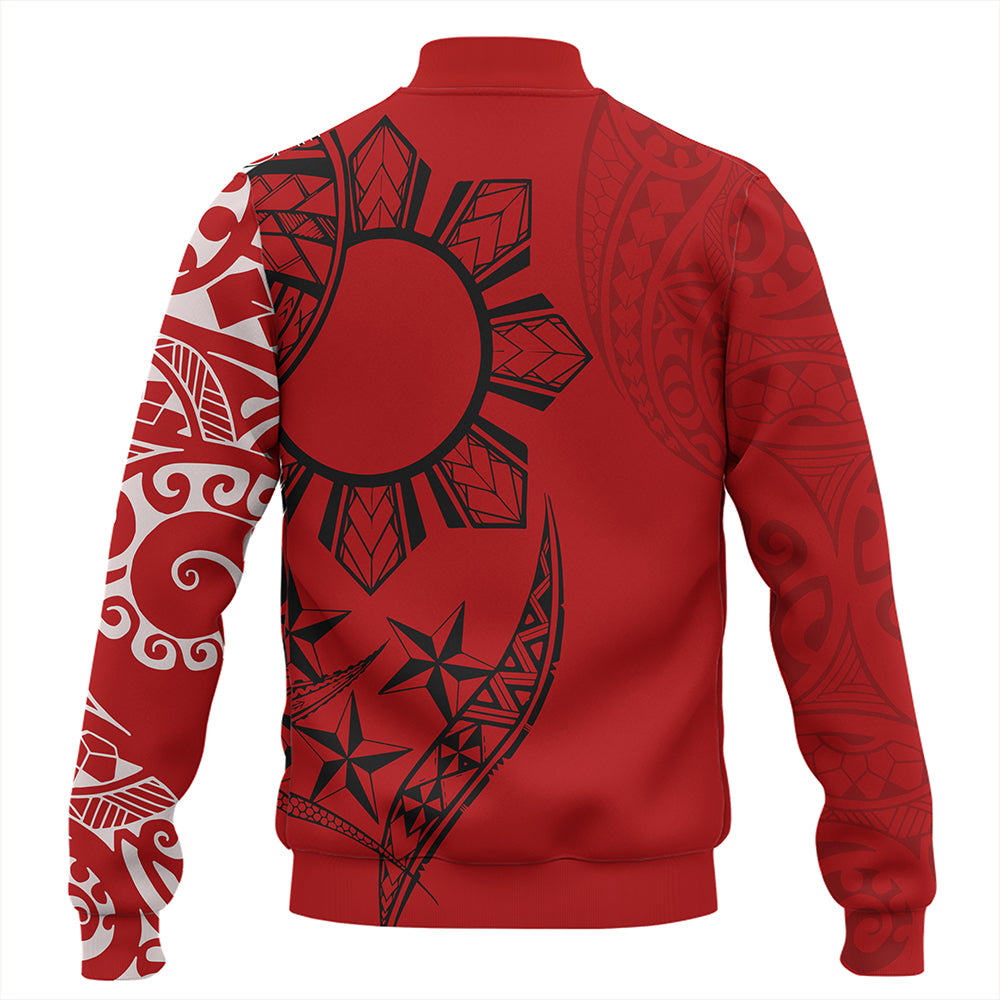 Philippines Baseball Jacket Tribal Sun In My Heart Red Style
