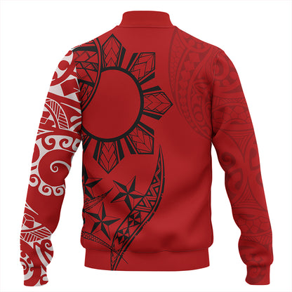 Philippines Baseball Jacket Tribal Sun In My Heart Red Style