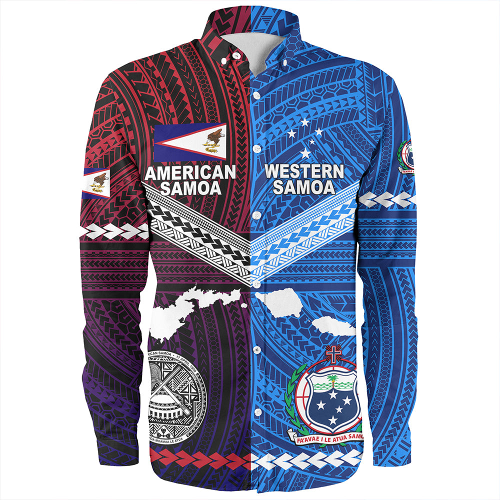 American Samoa And Western Samoa Polynesian Tattoo Together Long Sleeve Shirt