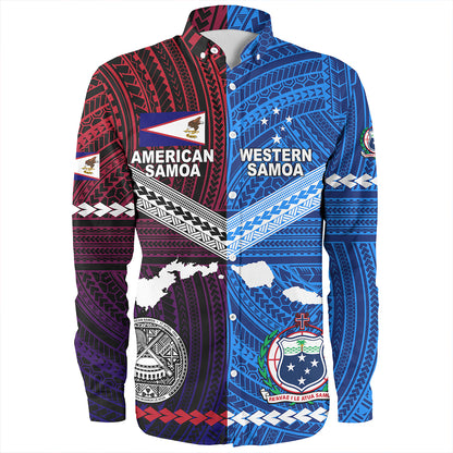 American Samoa And Western Samoa Polynesian Tattoo Together Long Sleeve Shirt