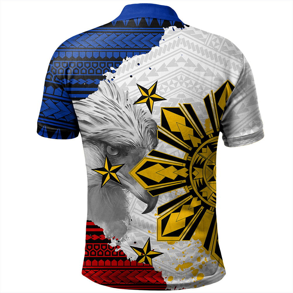 Philippines Polo Shirt Eagles Filipino Sun Flag Grunge Style