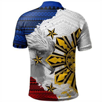 Philippines Polo Shirt Eagles Filipino Sun Flag Grunge Style