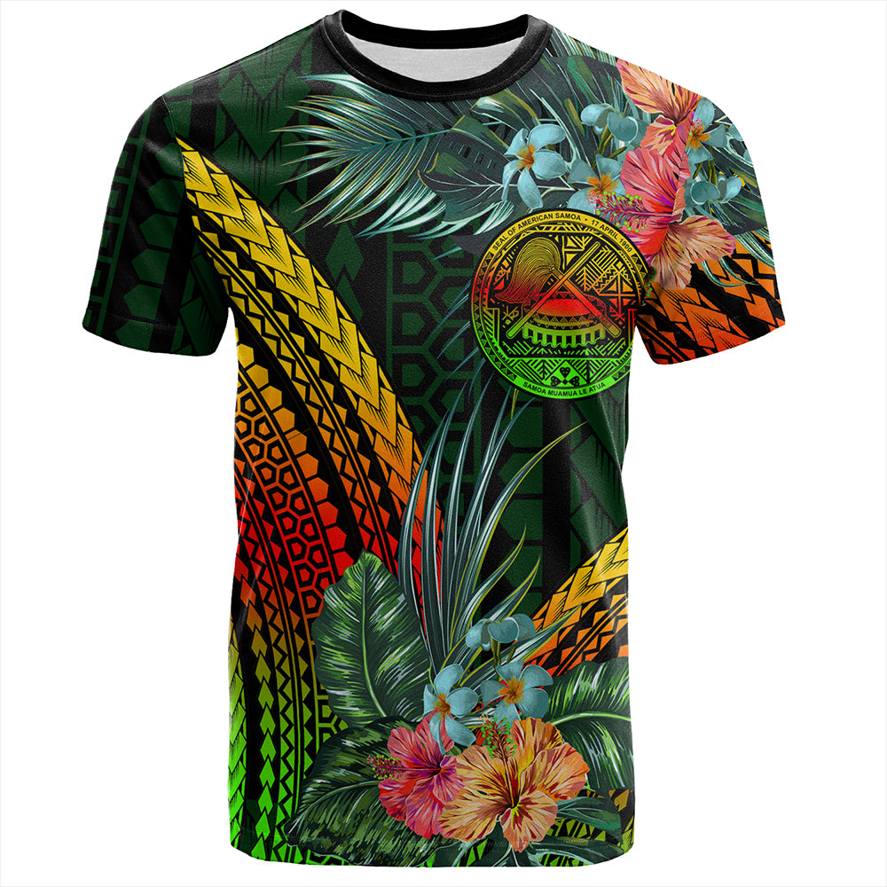 American Samoa T-Shirt Polynesian Tropical Style Flower