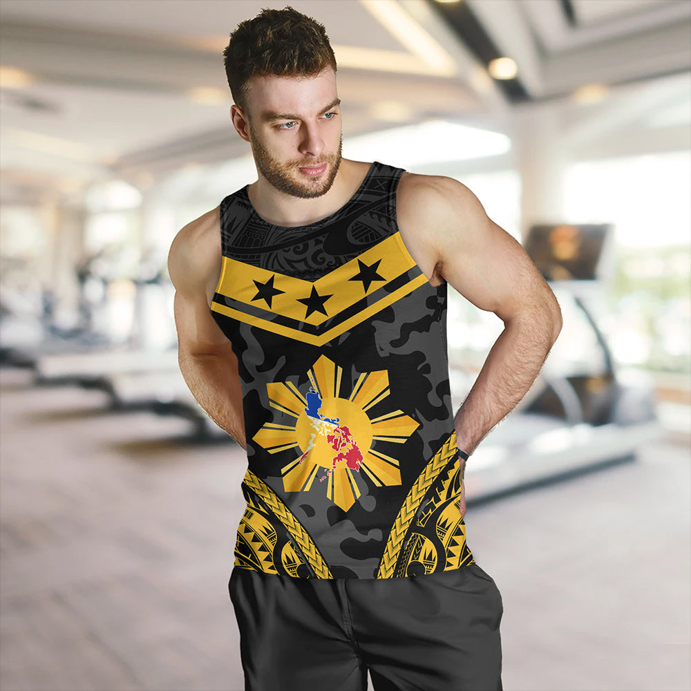 Philippines Tank Top Polynesian Sun Star Style Camouflage