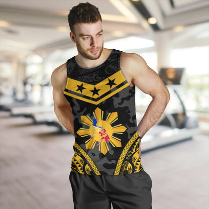 Philippines Tank Top Polynesian Sun Star Style Camouflage