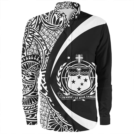 Samoa Long Sleeve Shirt Coat Of Arm Lauhala White Circle