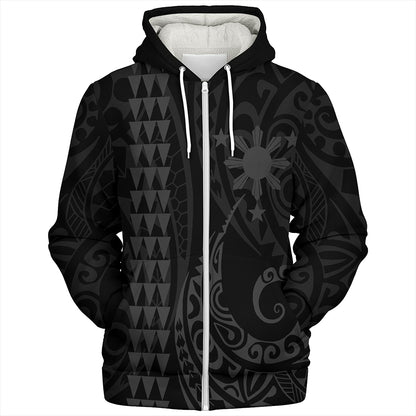 The Philippines Sherpa Hoodie Sun Gray Kakau Style