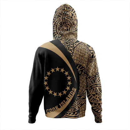 Cook Islands Hoodie Coat Of Arm Lauhala Gold Circle